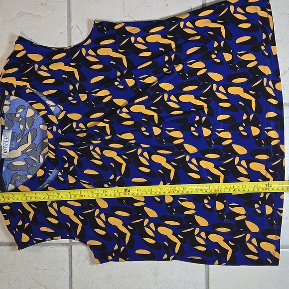 Kasper Blue and Yellow Abstract Blouse - Picture 5 of 6